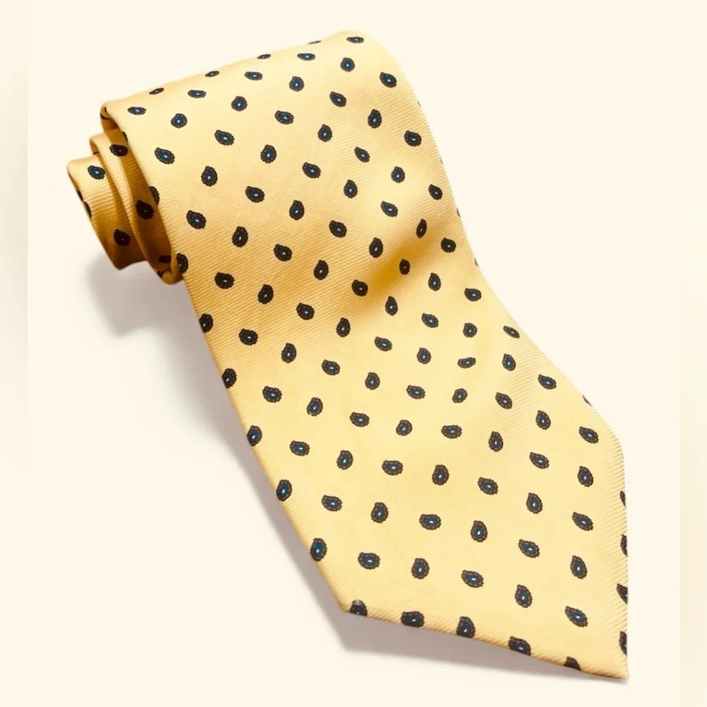 Robert Talbott- Rochester big and Tall Gold and Black Polka Dot Tie